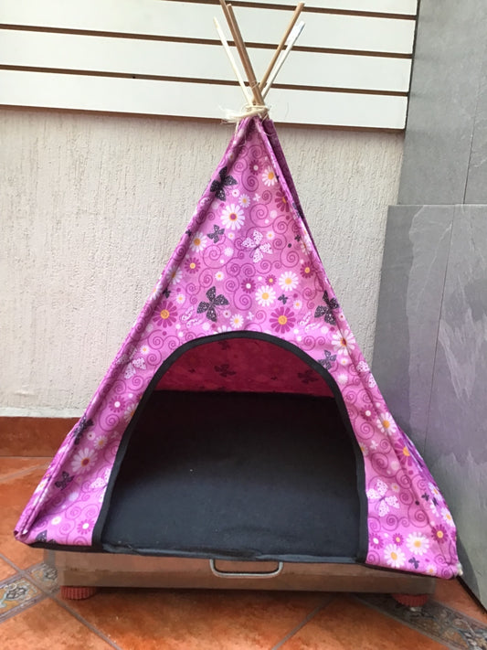 Carpa tipi rosa para mascota