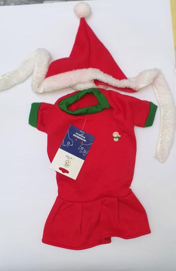 VESTIDO Y GORRITO NAVIDEÑO