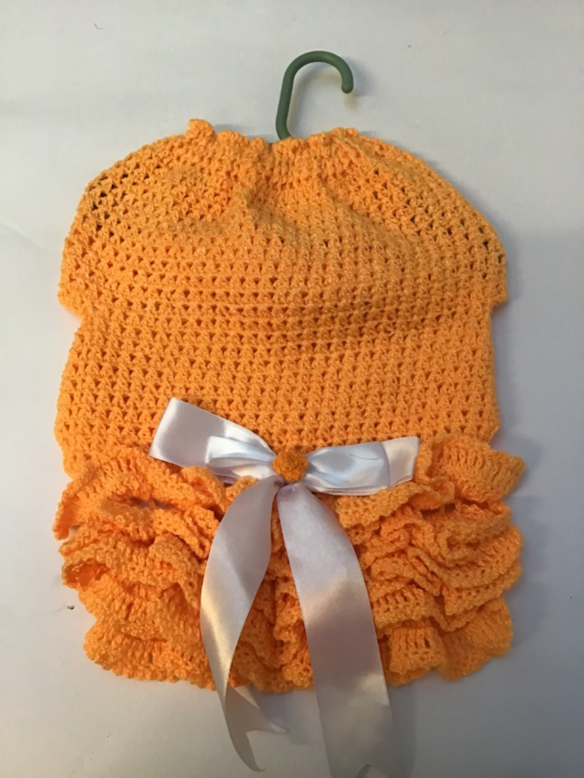 VESTIDO CROCHET NARANJA CON OLANES