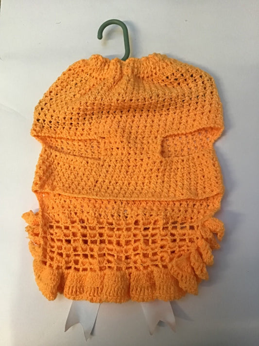 VESTIDO CROCHET NARANJA CON OLANES