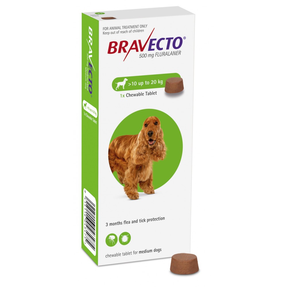 Bravecto  10-20kg 1 Tableta Masticable antipulgas y garrapatas