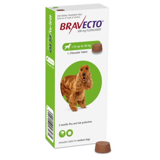 Bravecto  10-20kg 1 Tableta Masticable antipulgas y garrapatas